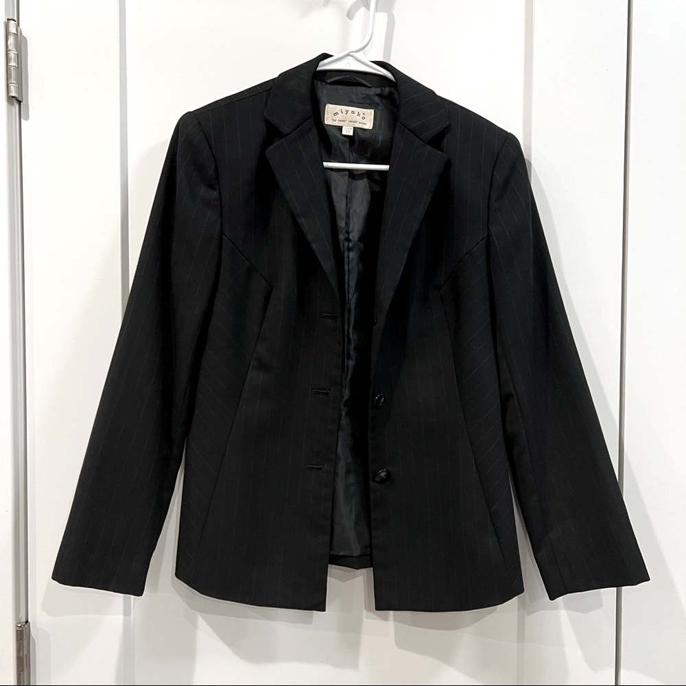 Black blazer with Tiny Blue Stripe